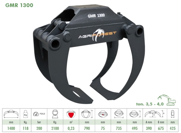  Agriforest GMR1300 + rotator hidraulic + susp. link - excavatoare 3.5 - 4.5 t de vanzare